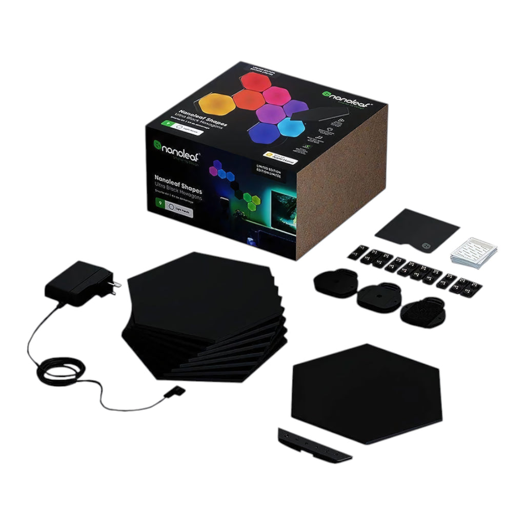Nanoleaf Shapes Hexagons Black Kit Completo Pack de 9 Unidades